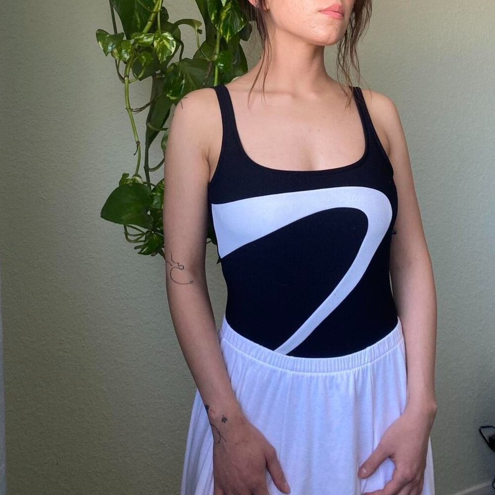 American Vintage Women's White and Black Bodysuit